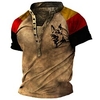 Henley Shirt T shirt Tee Homme 3D effet Chien Graphic Animal Mao Bouton bas Imprimer Manches Courtes Plein Air Décontractée du"idien Standard Polyester basique Mode Classique miniinthebox