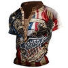 Henley Shirt T shirt Tee Homme 3D effet Graphic Aigle Drapeau National Mao Bouton bas Imprimer Manches Courtes Plein Air Décontractée du"idien Standard Polyester basique Mode Classique miniinthebox