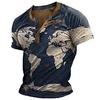 Henley Shirt T shirt Tee Homme 3D effet Graphic Carte Henley Bouton bas Imprimer Manches Courtes Plein Air Décontractée du"idien Standard Polyester basique Mode Classique miniinthebox