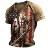 Henley Shirt T shirt Tee Homme 3D effet Graphic Soldier Henley Bouton bas Imprimer Manches Courtes Plein Air Décontractée du"idien Standard Polyester basique Mode Classique miniinthebox