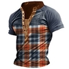 Henley Shirt T shirt Tee Homme 3D effet Graphic Treillis Ecossais Mao Bouton bas Imprimer Manches Courtes Plein Air Décontractée du"idien Standard Polyester basique Mode Classique miniinthebox