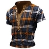 Henley Shirt T shirt Tee Homme 3D effet Graphic Treillis Ecossais Mao Bouton bas Imprimer Manches Courtes Plein Air Décontractée du"idien Standard Polyester basique Mode Classique miniinthebox