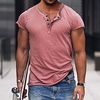 Henley Shirt T shirt Tee Homme Couleur unie Henley Bouton bas Manches Courtes Plein Air Décontractée du"idien Standard Mélange de Coton basique Mode Classique miniinthebox
