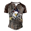 Henley Shirt Tee T shirt Tee Homme 3D effet Graphic Aigle Grande Taille Henley Patchwork Bouton bas Imprimer Manches Courtes du"idien Des sports Extérieur Standard Polyester basique Décontractée miniinthebox