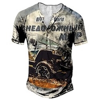Henley Shirt Tee T shirt Tee Homme 3D effet Graphic Automatique Grande Taille Henley Bouton bas Imprimer Manches Courtes du"idien Des sports Extérieur Standard Polyester Design basique / Eté miniinthebox