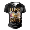 Henley Shirt Tee T shirt Tee Homme 3D effet Graphic Bière Grande Taille Henley Patchwork Bouton bas Imprimer Manches Courtes du"idien Des sports Extérieur Standard Polyester basique Décontractée miniinthebox