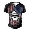 Henley Shirt Tee T shirt Tee Homme 3D effet Graphic Bloc de couleur Crânes Grande Taille Henley Patchwork Bouton bas Imprimer Manches Courtes du"idien Des sports Extérieur Standard Polyester miniinthebox
