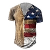 Henley Shirt Tee T shirt Tee Homme 3D effet Graphic Bloc de couleur Drapeau National Grande Taille Henley Bouton bas Imprimer Manches Courtes du"idien Des sports Extérieur Standard Polyester miniinthebox