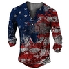 Henley Shirt Tee T shirt Tee Homme 3D effet Graphic Bloc de couleur Drapeau National Grande Taille Henley Bouton bas Imprimer Manches Longues du"idien Des sports Extérieur Standard Polyester miniinthebox