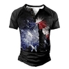 Henley Shirt Tee T shirt Tee Homme 3D effet Graphic Bloc de couleur Drapeau National Grande Taille Henley Patchwork Bouton bas Imprimer Manches Courtes du"idien Des sports Extérieur Standard miniinthebox