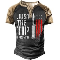 Henley Shirt Tee T shirt Tee Homme 3D effet Graphic Bloc de couleur Drapeau National Grande Taille Henley Patchwork Bouton bas Imprimer Manches Courtes du"idien Des sports Extérieur Standard miniinthebox