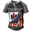 Henley Shirt Tee T shirt Tee Homme 3D effet Graphic Bloc de couleur Drapeau National Grande Taille Henley Patchwork Bouton bas Imprimer Manches Courtes du"idien Des sports Extérieur Standard miniinthebox