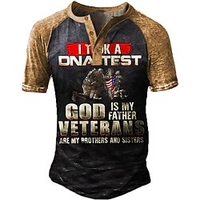 Henley Shirt Tee T shirt Tee Homme 3D effet Graphic Bloc de couleur Lettre Grande Taille Henley Patchwork Bouton bas Imprimer Manches Courtes du"idien Des sports Extérieur Standard Polyester miniinthebox