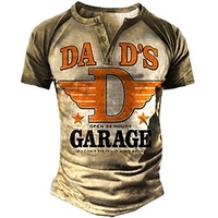 Henley Shirt Tee T shirt Tee Homme 3D effet Graphic Bloc de couleur Lettre Grande Taille Henley Patchwork Bouton bas Imprimer Manches Courtes du"idien Des sports Extérieur Standard Polyester miniinthebox