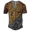 Henley Shirt Tee T shirt Tee Homme 3D effet Graphic Bloc de couleur Tribal Grande Taille Henley Bouton bas Imprimer Manches Courtes du"idien Des sports Extérieur Standard Polyester basique miniinthebox