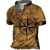 Henley Shirt Tee T shirt Tee Homme 3D effet Graphic Boussole Grande Taille Mao Bouton bas Imprimer Manches Courtes du"idien Des sports Extérieur Standard Polyester basique Décontractée Designer miniinthebox