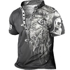 Henley Shirt Tee T shirt Tee Homme 3D effet Graphic Crânes Grande Taille Mao Bouton bas Imprimer Manches Courtes du"idien Des sports Extérieur Standard Polyester Design basique Décontractée / Eté miniinthebox