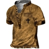 Henley Shirt Tee T shirt Tee Homme 3D effet Graphic Croix Lettre Grande Taille Mao Bouton bas Imprimer Manches Courtes du"idien Des sports Extérieur Standard Polyester basique Décontractée miniinthebox