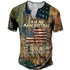 Henley Shirt Tee T shirt Tee Homme 3D effet Graphic Drapeau américain Grande Taille Henley Bouton bas Imprimer Manches Courtes du"idien Des sports Extérieur Standard Polyester Design basique miniinthebox