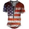 Henley Shirt Tee T shirt Tee Homme 3D effet Graphic Drapeau National Grande Taille Henley Bouton bas Imprimer Manches Courtes du"idien Des sports Extérieur Standard Polyester basique Classique miniinthebox