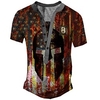 Henley Shirt Tee T shirt Tee Homme 3D effet Graphic Drapeau National Grande Taille Henley Bouton bas Imprimer Manches Courtes du"idien Des sports Extérieur Standard Polyester basique Classique miniinthebox