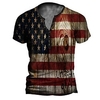 Henley Shirt Tee T shirt Tee Homme 3D effet Graphic Drapeau National Grande Taille Henley Bouton bas Imprimer Manches Courtes du"idien Des sports Extérieur Standard Polyester basique Décontractée miniinthebox
