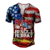 Henley Shirt Tee T shirt Tee Homme 3D effet Graphic Drapeau National Grande Taille Henley Bouton bas Imprimer Manches Courtes du"idien Des sports Extérieur Standard Polyester basique Décontractée miniinthebox