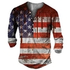 Henley Shirt Tee T shirt Tee Homme 3D effet Graphic Drapeau National Grande Taille Henley Bouton bas Imprimer Manches Longues du"idien Des sports Extérieur Standard Polyester basique Classique miniinthebox