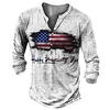 Henley Shirt Tee T shirt Tee Homme 3D effet Graphic Drapeau National Grande Taille Henley Bouton bas Imprimer Manches Longues du"idien Des sports Extérieur Standard Polyester basique Classique miniinthebox