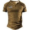 Henley Shirt Tee T shirt Tee Homme 3D effet Graphic Drapeau National Grande Taille Henley Patchwork Bouton bas Imprimer Manches Courtes du"idien Des sports Extérieur Standard Polyester basique miniinthebox