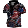 Henley Shirt Tee T shirt Tee Homme 3D effet Graphic Drapeau National Grande Taille Mao Bouton bas Imprimer Manches Courtes du"idien Des sports Extérieur Standard Polyester basique Décontractée miniinthebox