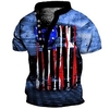 Henley Shirt Tee T shirt Tee Homme 3D effet Graphic Drapeau National Grande Taille Mao Bouton bas Imprimer Manches Courtes du"idien Des sports Extérieur Standard Polyester basique Décontractée miniinthebox
