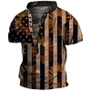Henley Shirt Tee T shirt Tee Homme 3D effet Graphic Drapeau National Grande Taille Mao Bouton bas Imprimer Manches Courtes du"idien Des sports Extérieur Standard Polyester basique Décontractée miniinthebox