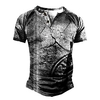 Henley Shirt Tee T shirt Tee Homme 3D effet Graphic Fissure Grande Taille Henley Patchwork Bouton bas Imprimer Manches Courtes du"idien Des sports Extérieur Standard Polyester basique miniinthebox