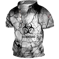 Henley Shirt Tee T shirt Tee Homme 3D effet Graphic Fissure Grande Taille Mao Bouton bas Imprimer Manches Courtes du"idien Des sports Extérieur Standard Polyester basique Décontractée Designer miniinthebox