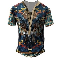 Henley Shirt Tee T shirt Tee Homme 3D effet Graphic Géométrie Grande Taille Henley Bouton bas Imprimer Manches Courtes du"idien Des sports Extérieur Standard Polyester basique Classique Designer miniinthebox