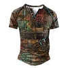 Henley Shirt Tee T shirt Tee Homme 3D effet Graphic Grande Taille Henley Patchwork Bouton bas Imprimer Manches Courtes du"idien Des sports Extérieur Standard Polyester basique Décontractée miniinthebox