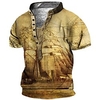 Henley Shirt Tee T shirt Tee Homme 3D effet Graphic Grande Taille Sailboat Mao Bouton bas Imprimer Manches Courtes du"idien Des sports Extérieur Standard Polyester basique Décontractée Designer miniinthebox