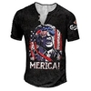 Henley Shirt Tee T shirt Tee Homme 3D effet Graphic Humain Grande Taille Henley Bouton bas Imprimer Manches Courtes du"idien Des sports Extérieur Standard Polyester basique Décontractée Designer miniinthebox
