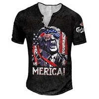 Henley Shirt Tee T shirt Tee Homme 3D effet Graphic Humain Grande Taille Henley Bouton bas Imprimer Manches Courtes du"idien Des sports Extérieur Standard Polyester basique Décontractée Designer miniinthebox