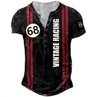 Henley Shirt Tee T shirt Tee Homme 3D effet Graphic Lettre Grande Taille Henley Bouton bas Imprimer Manches Courtes du"idien Des sports Extérieur Standard Polyester basique Décontractée Designer miniinthebox
