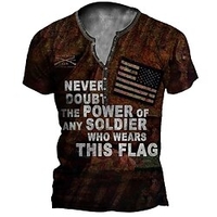 Henley Shirt Tee T shirt Tee Homme 3D effet Graphic Lettre Grande Taille Henley Bouton bas Imprimer Manches Courtes du"idien Des sports Extérieur Standard Polyester basique Décontractée Designer miniinthebox