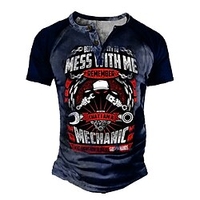 Henley Shirt Tee T shirt Tee Homme 3D effet Graphic Lettre Grande Taille Henley Patchwork Bouton bas Imprimer Manches Courtes du"idien Des sports Extérieur Standard Polyester basique Décontractée miniinthebox