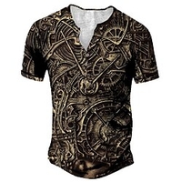 Henley Shirt Tee T shirt Tee Homme 3D effet Graphic Machine Grande Taille Henley Bouton bas Imprimer Manches Courtes du"idien Des sports Extérieur Standard Polyester Design basique Décontractée miniinthebox
