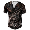 Henley Shirt Tee T shirt Tee Homme 3D effet Graphic Machine Grande Taille Henley Bouton bas Imprimer Manches Courtes du"idien Des sports Extérieur Standard Polyester Design basique Décontractée miniinthebox