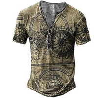 Henley Shirt Tee T shirt Tee Homme 3D effet Graphic Machine Grande Taille Henley Bouton bas Imprimer Manches Courtes du"idien Des sports Extérieur Standard Polyester Design basique Décontractée miniinthebox