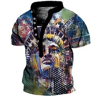 Henley Shirt Tee T shirt Tee Homme 3D effet Graphic Peinture à l