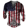 Henley Shirt Tee T shirt Tee Homme 3D effet Graphic Serpent Drapeau National Grande Taille Henley Bouton bas Imprimer Manches Longues du"idien Des sports Extérieur Standard Polyester basique miniinthebox