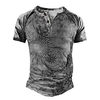 Henley Shirt Tee T shirt Tee Homme 3D effet Graphic Soleil Grande Taille Henley Patchwork Bouton bas Imprimer Manches Courtes du"idien Des sports Extérieur Standard Polyester basique Décontractée miniinthebox