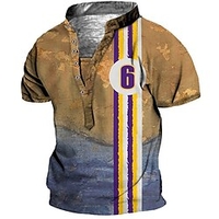 Henley Shirt Tee T shirt Tee Homme 3D effet Rayé Graphic Grande Taille Mao Bouton bas Imprimer Manches Courtes du"idien Des sports Extérieur Standard Polyester Design basique Décontractée / Eté miniinthebox